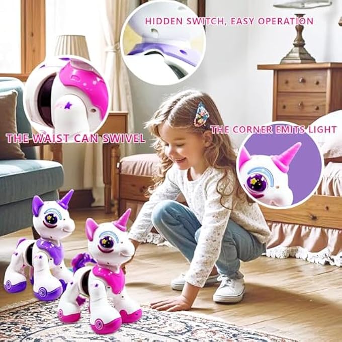 rayihni RC UNICORN TOY  REMOTE-CONTROLLED UNICORN WITH LIGHTS & MUSIC, DANCING & WALKING ROBOT TOY FOR KIDS  RECHARGEABLE USB BODY & REMOTE CONTROL CAR - Image 4